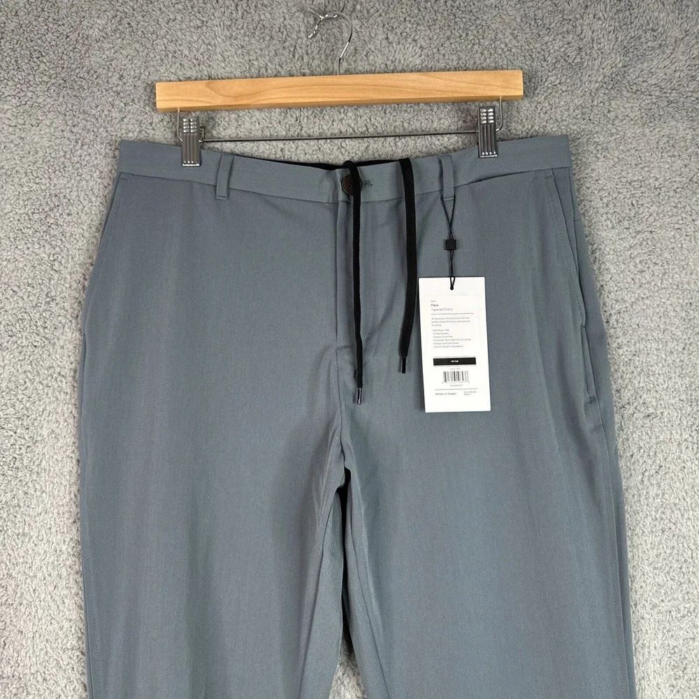 Ministry of Supply Pace Tapered Chino 40 Tall Men Gray Stretch Performance Pants